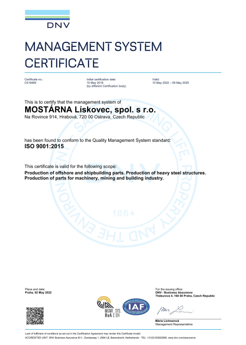 DNV Certificate ISO 9001